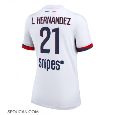 Zenski Nogometni Dres Paris Saint-Germain Lucas Hernandez #21 Gostujuci 2025-26 Kratak Rukav Zenski Nogometni Dres Paris Saint-Germain Lucas Hernandez #21 Gostujuci 2025-26 Kratak Rukav